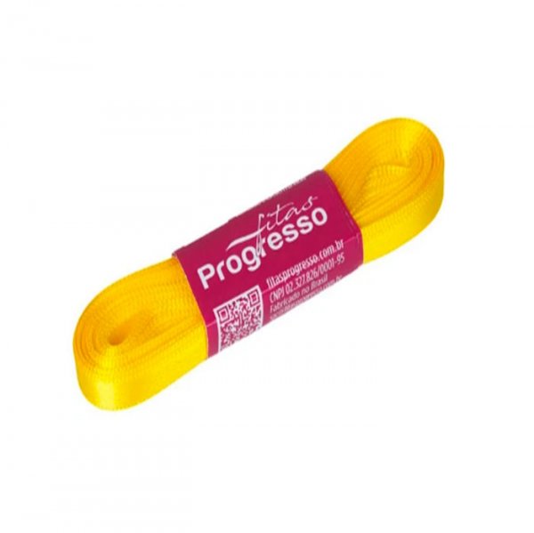 Fita Cetim Simples Cf001 763 10M Amarelo Gema (10M) - Fitas Progresso