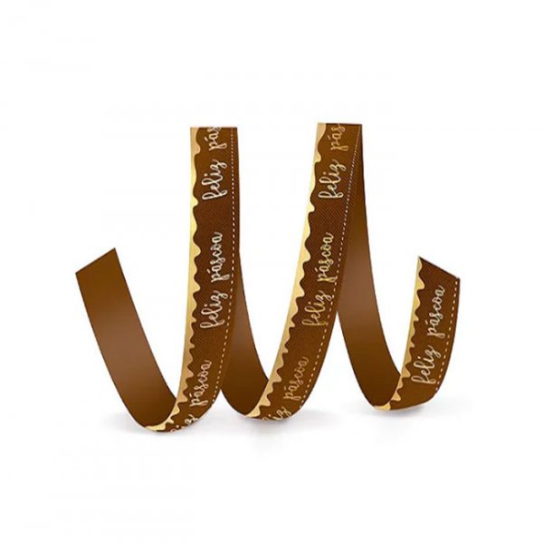 Fita De Cetim Feliz Pascoa Marrom - Cromus