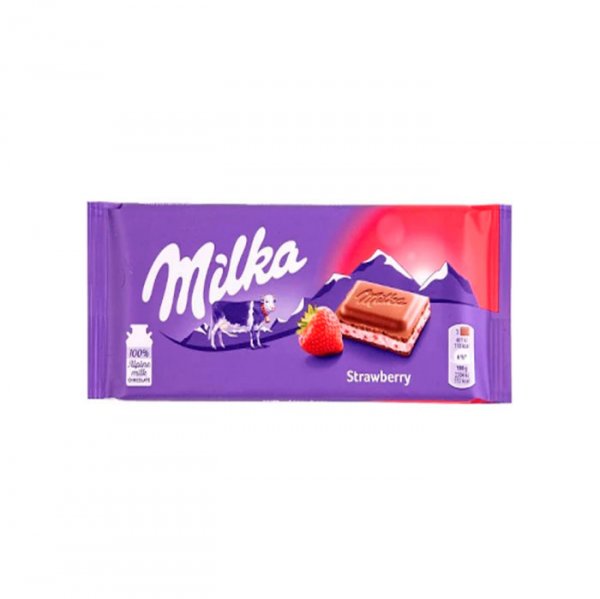 Chocolate Recheado Iogurte Com Morango 100Gr - Milka