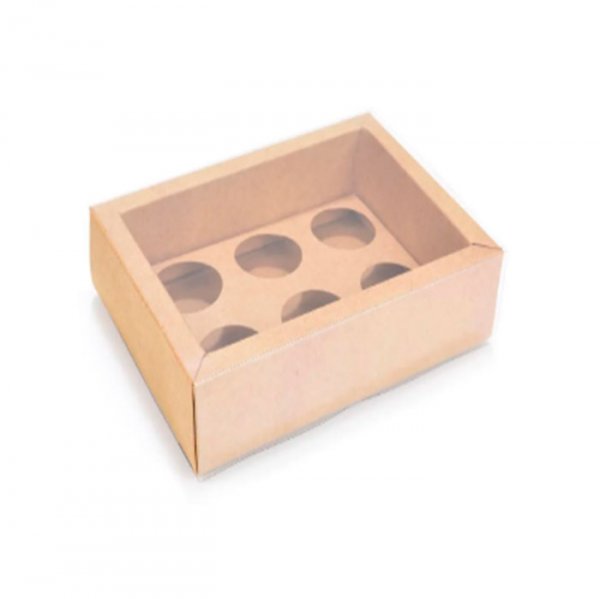 Caixa Para 6 Brigadeiros Kraft 13X9.4X4Cm (5Un) - Yinpack