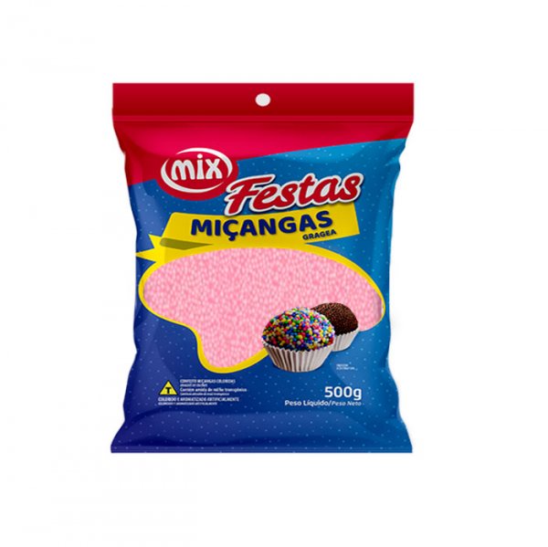 Confeito Miçanga - Rosa Bebê - 500G - Mix