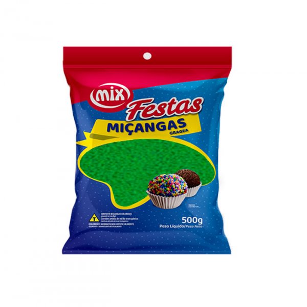 Confeito Miçanga Verde 500Gr - Mix