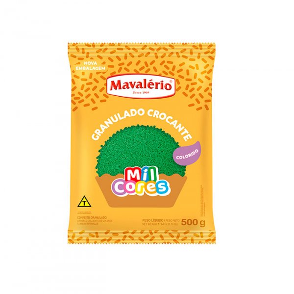 Granulado Colorido Mil Cores Crocante Verde 500G - Mavalério