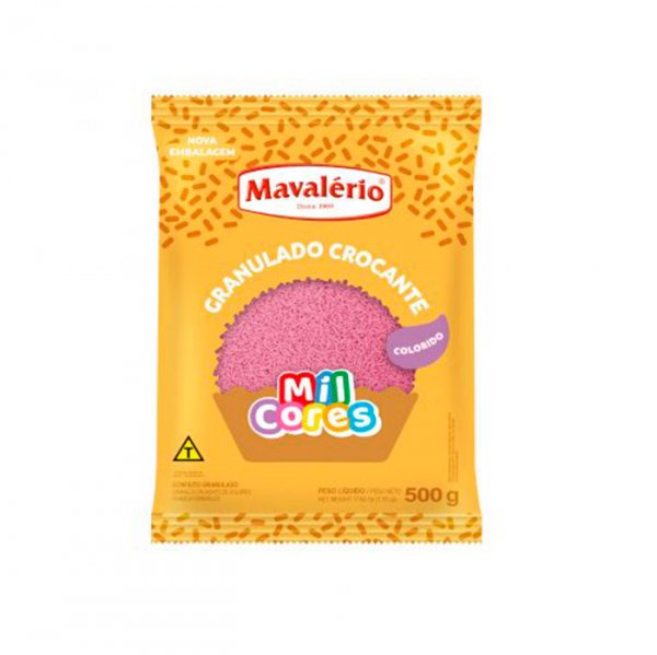Granulado Colorido Mil Cores Crocante Rosa 500G - Mavalério