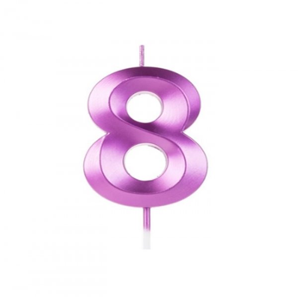 Vela Design Numero 8 Roxa - Silver Festas