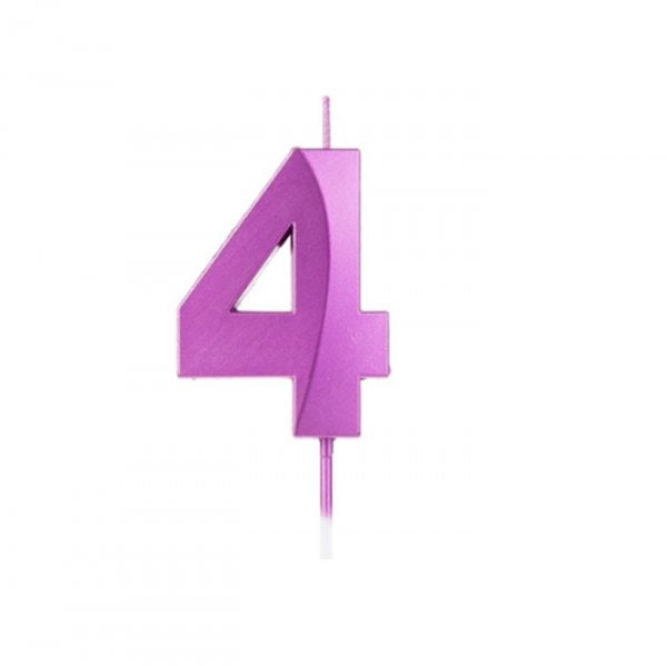 Vela Design Numero 4 Roxa - Silver Festas