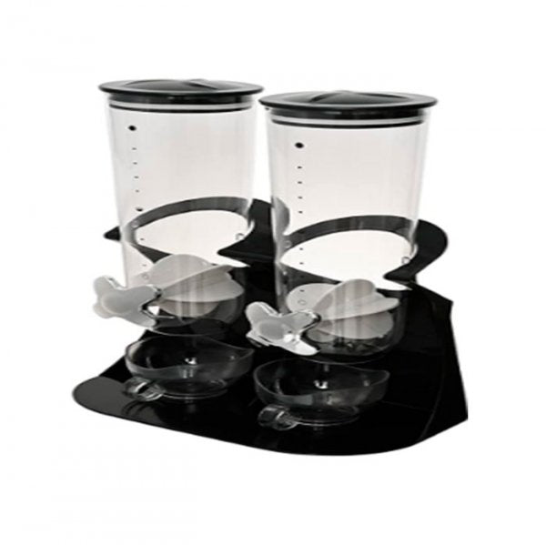 Dispenser Duplo De Cereais Redondo Com Base Preta - Mimo Style