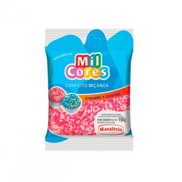 Confeito Miçanga Mil Cores - Rosa E Branca - 150G - Mavalério