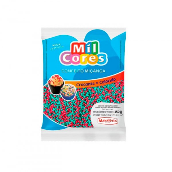 Confeito Miçanga Mil Cores - Vermelho E Verde - 150G - Mavalério