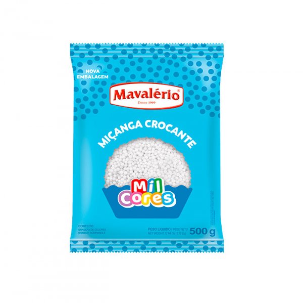Confeito Miçanga Mil Cores - Branca - 500G - Mavalério