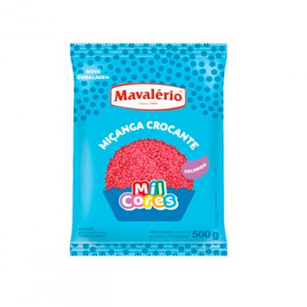 Confeito Miçanga Mil Cores - Rosa - 500G - Mavalério