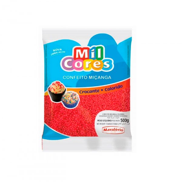 Confeito Miçanga Vermelho N°0 500Gr - Mavalerio