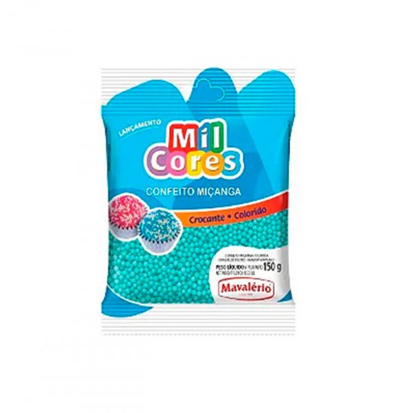 Confeito Miçanga Baby Azul N°0 (150G) - Mavalerio