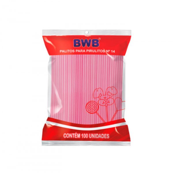 Palito Para Pirulito Rosa Solido Neon (100Un) - Medio - Bwb Formas