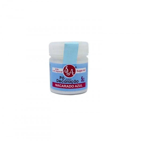 Pó Para Decoração Nacarado Azul 5G - Sugar Art