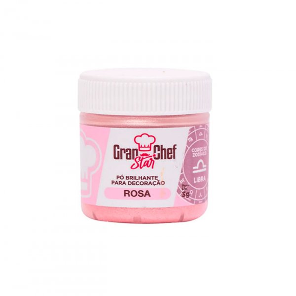Pó Brilhante Para Decoração Rosa Libra 3g - Gran Chef