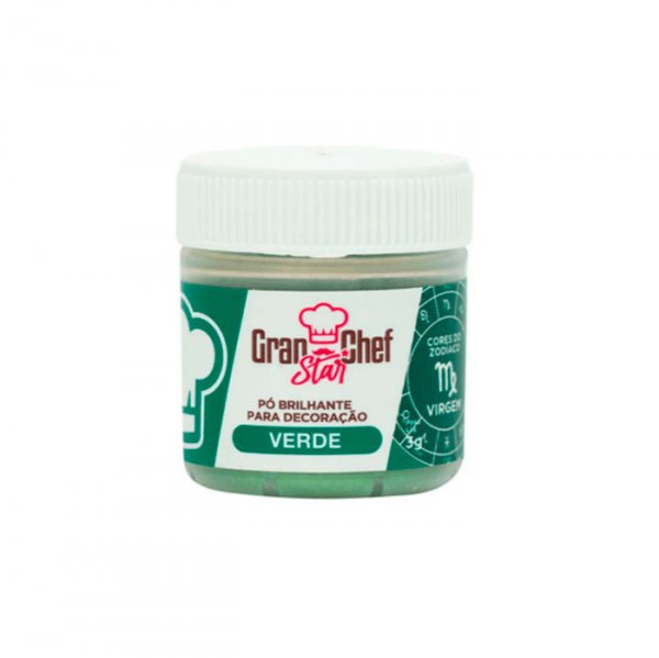 Pó Brilhante Para Decoração  Verde Virgem 3g - Gran Chef