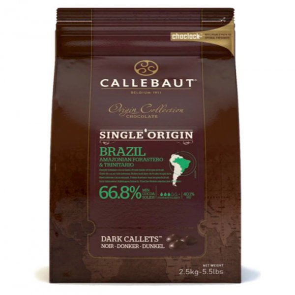 Chocolate Belga em Gotas Amargo 66,8% Cacau Origem Brasil - 2,5Kg - Callebaut