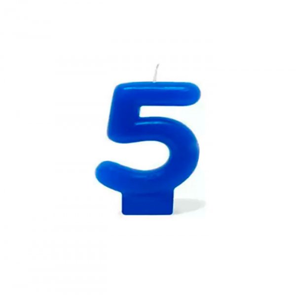 Vela Grande N°5 Azul - Silver Festas