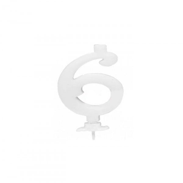 Vela Grande N°6 Branco - Silver Festas