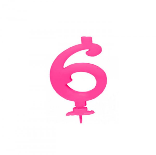 Vela Grande N°6 Rosa - Silver Festas