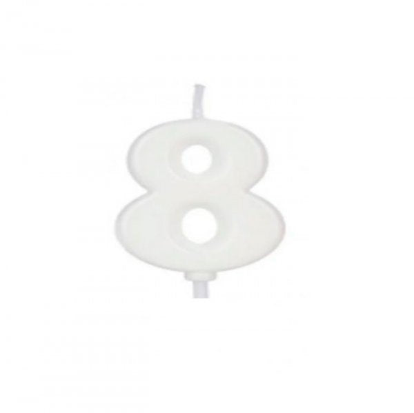 Vela Grande N°8 Branco - Silver Festas