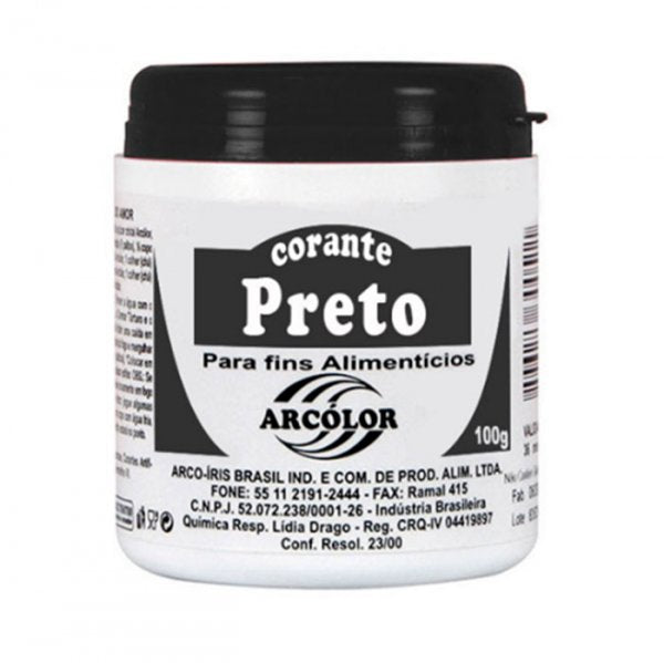 Corante Em Pó - Preto - 100G - Arcolor