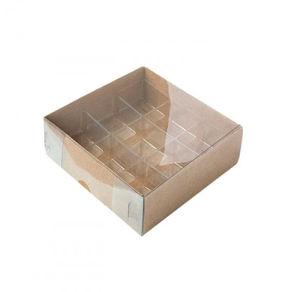 Caixa Quadrada Com Berco 9 Cavidades Kraft Pacote (C/ 10Un) - Art Crystal