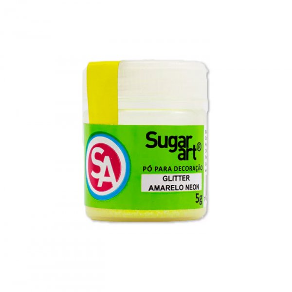 Glitter Amarelo Neon Para Superfície 5G - Sugar Art