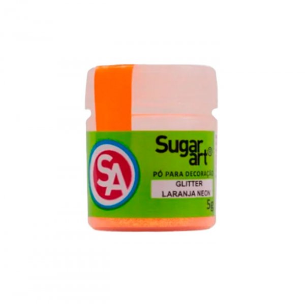 Glitter Laranja Neon Para Superfície 5G - Sugar Art