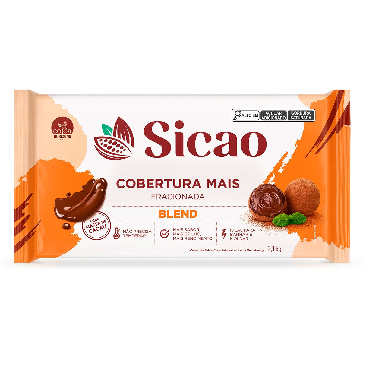Cobertura Fracionada Blend Mais - Barra 2,1Kg - Sicao