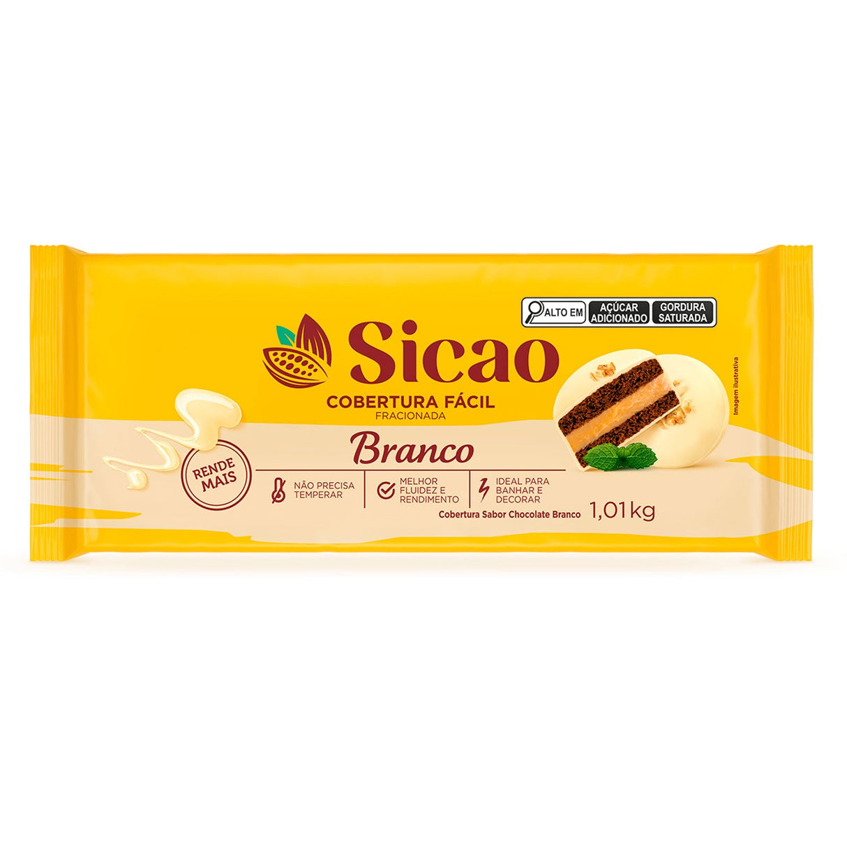 Cobertura Fracionada Branco Fácil - Barra 1,01Kg - Sicao