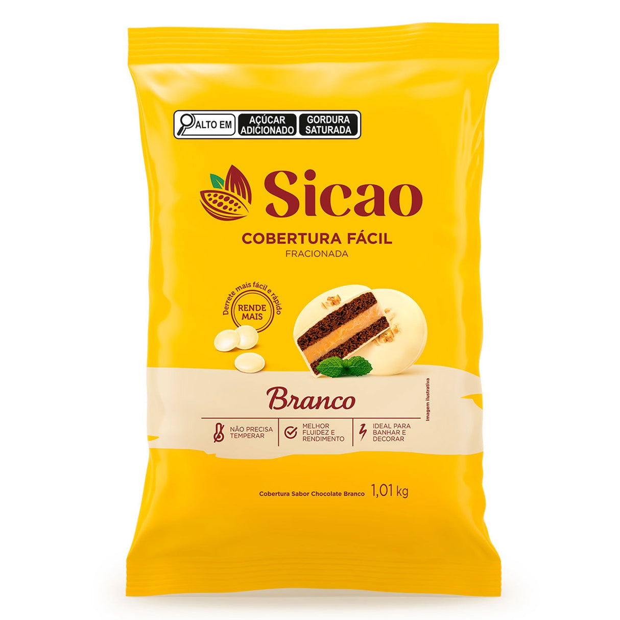 Cobertura Fracionada Branco Fácil - Gotas 1,01Kg - Sicao