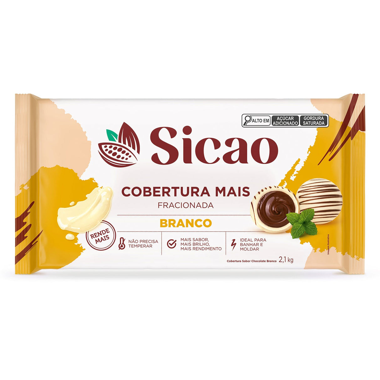 Cobertura Fracionada Branco Mais - Barra 2,1Kg - Sicao