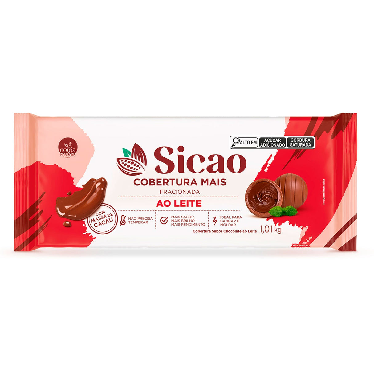 Cobertura Fracionada Ao Leite Mais - Barra 1,01Kg - Sicao