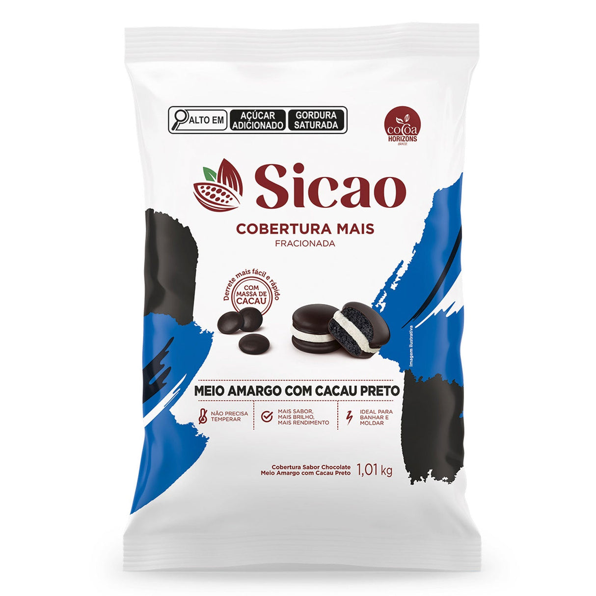 Cobertura Fracionada Amargo com Cacau Preto Mais - Gotas 1,01kg - Sicao