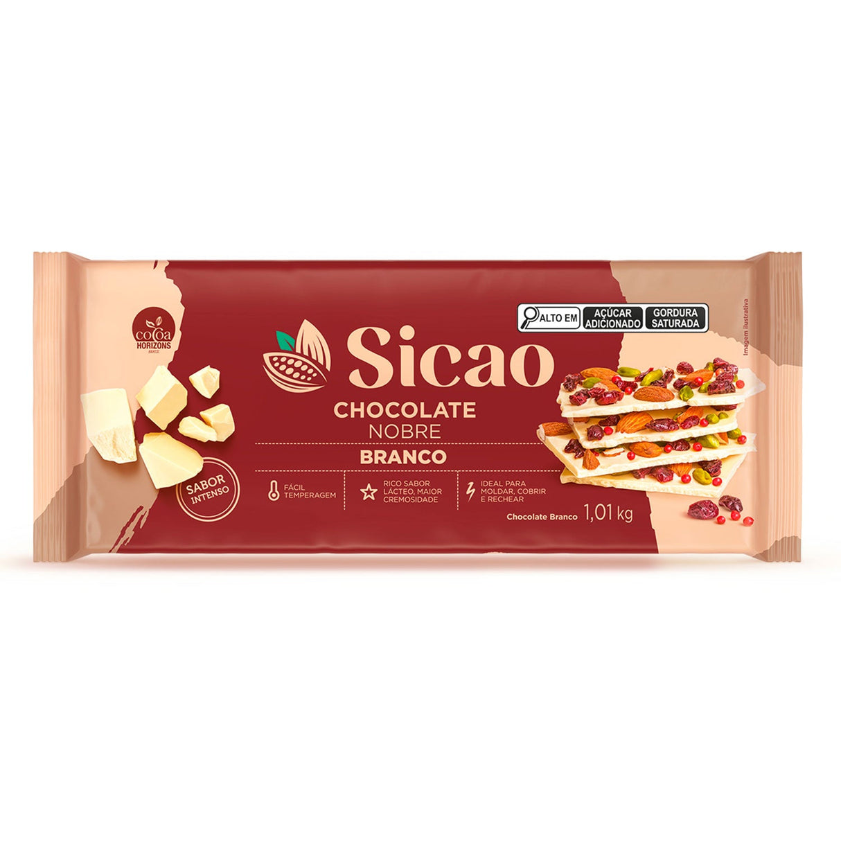 Chocolate Nobre Branco - Barra 1,01Kg - Sicao