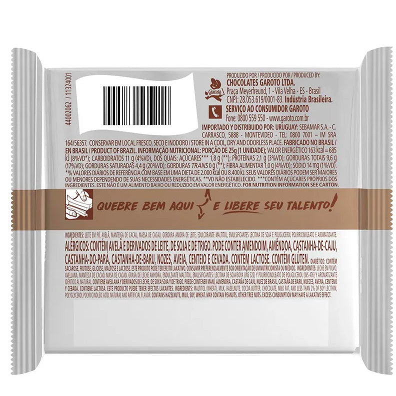 Chocolate Talento Diet Avelãs  - 25g - Garoto